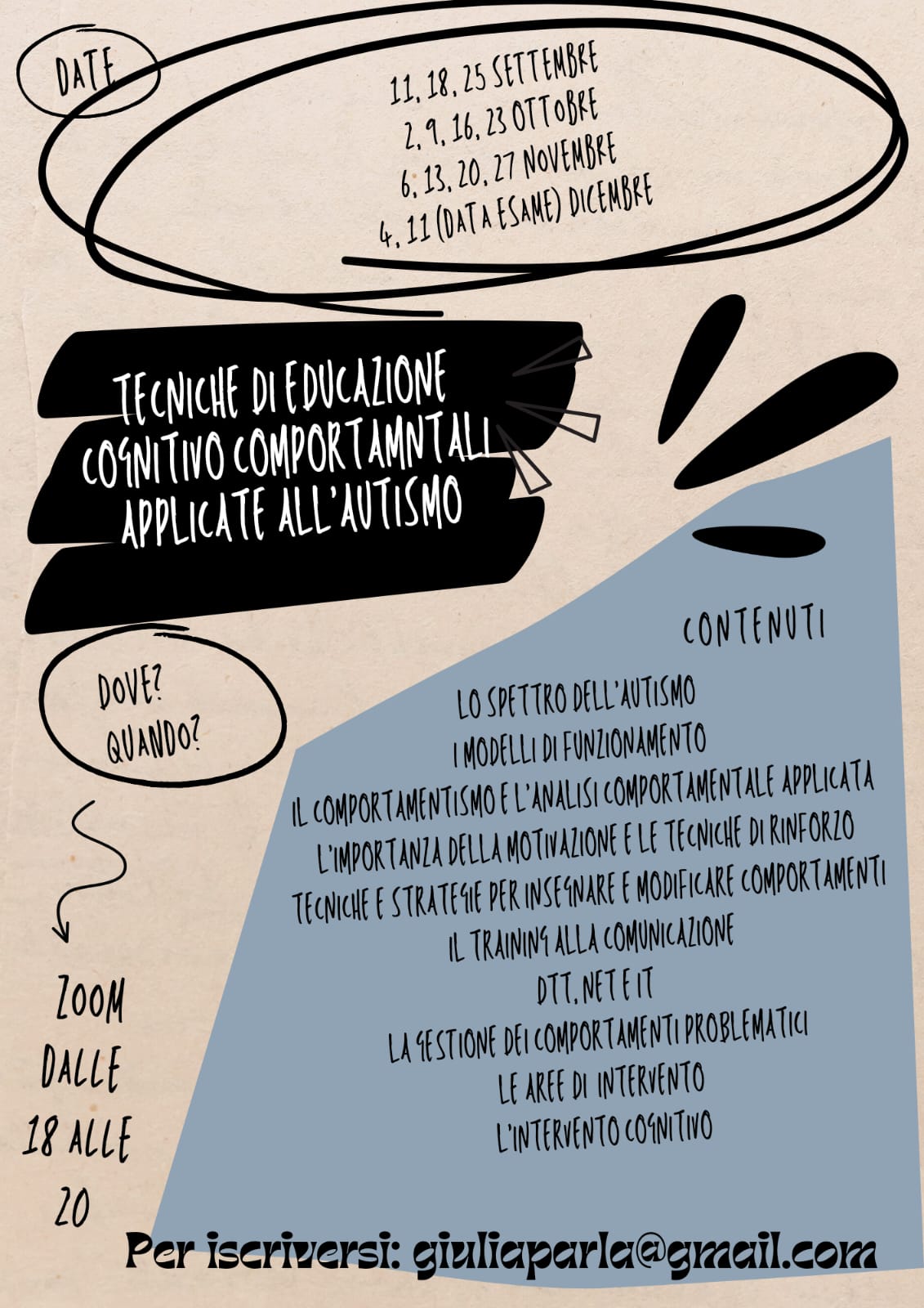Corso in tecniche di educazione cognitivo comportamentale applicate all’Autismo